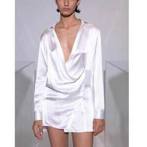 MOTHER OF ALL -- Gemma White Silk Wrap Dress